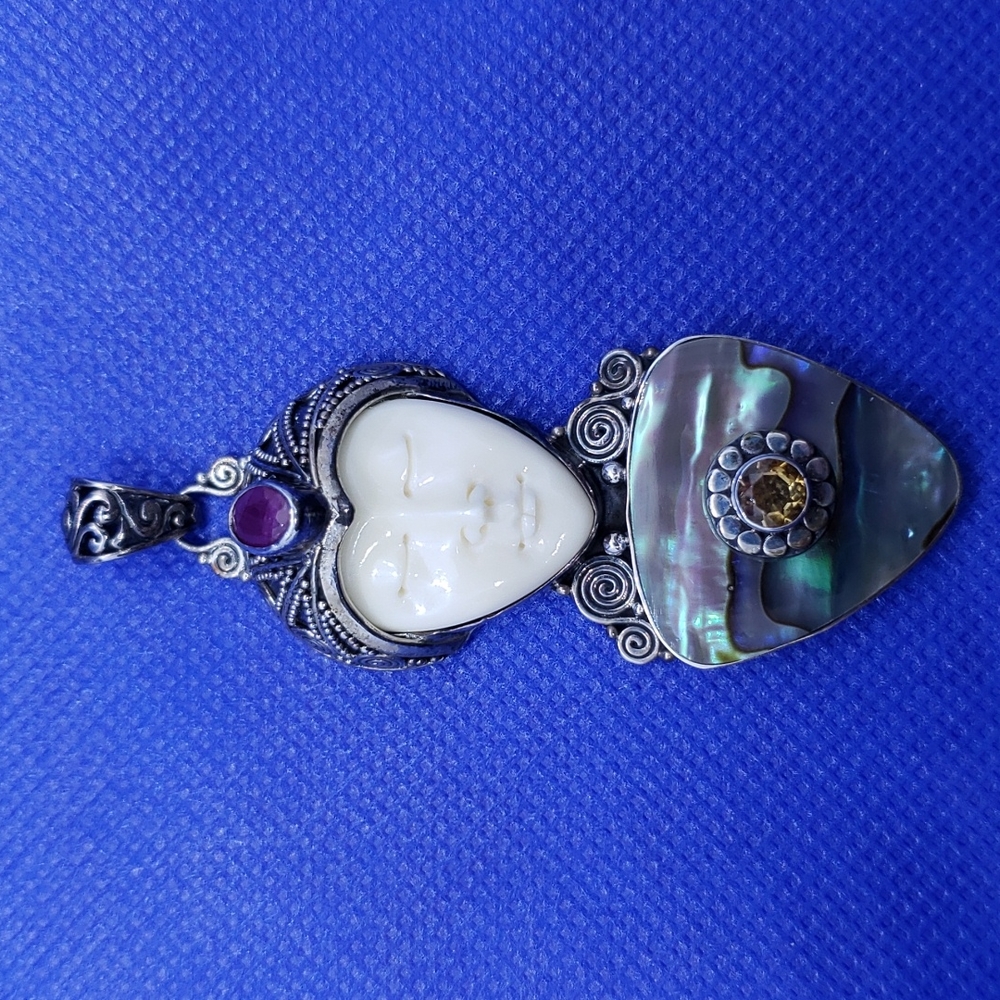 Goddess face sterling silver pendant